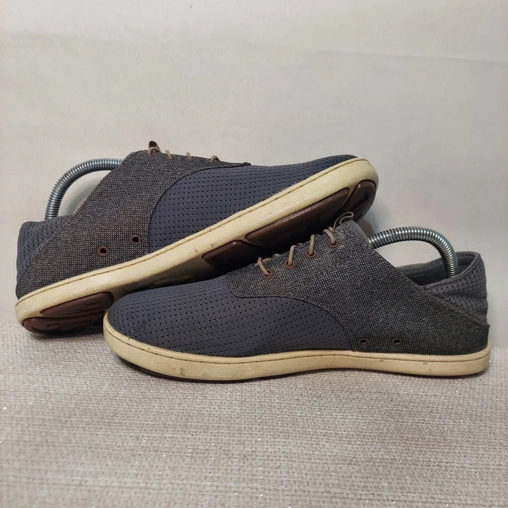 OluKai Nohea Moku Mens 8 Gray Mesh Boat Shoes Slip On Sneakers 10283-2610